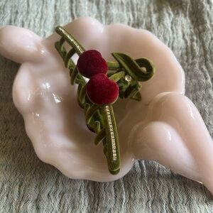 Velvet Cherry Hair Claw Clip